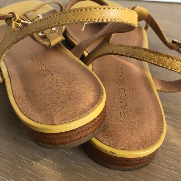 Franco Sarto Leather Sandals Pale Yellow Sz 9.5 - Picture 3 of 12